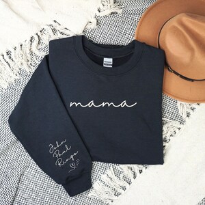 Personalized Mama Sweatshirt, Kids Names on Sleeves, Custom gift for Mom, Unique Gift, Christmas Gift, Mothers Day Gift, Birthday Gift, Mom