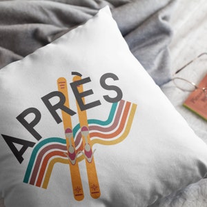 Apres Ski Square throw Pillow, Home Decor, Airbnb Decor, Vacation Home Decor, Apres Vacay, Modern Cute throw Pillow, Chic Cabin Style