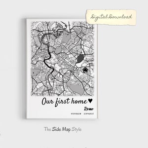 Personalized Map Our First Home Map Custom City Map Print Where We First Met Map Any City Map Gift for Her Wife Gift Idea Where it All Began