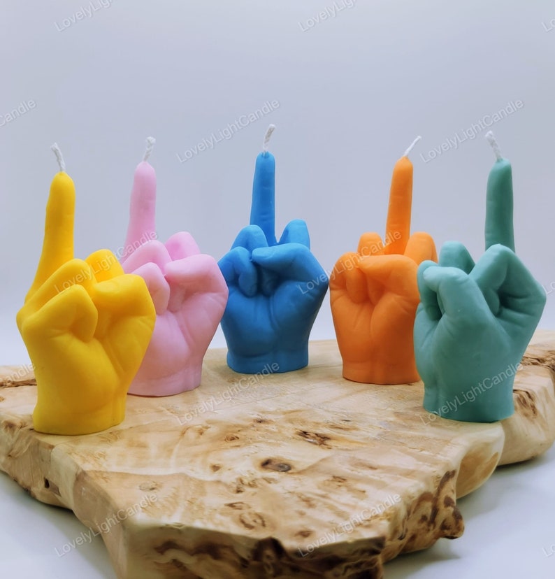 Middle Finger Candle,Gift,Funny Gifts,Christmas gift,Finger candle,Handmade,Vegan,Soy Wax,Birthday,Hand Gesture,Present,Joke, image 1