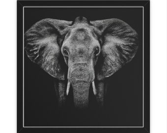 Magnifique éléphant noir et blanc, art mural, décoration intérieure, affiche, impression, cadeau amusant
