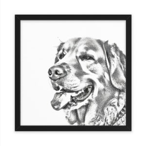 Cane Golden Retriever in bianco e nero, arte della parete, decorazioni per la casa, poster, stampa, regalo divertente