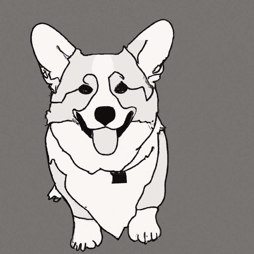 Doodle Black and White Corgi Dog, Wall Art, Home Decor, Poster, Print ...