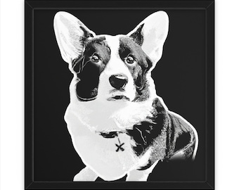 Abstrait noir et blanc Corgi Dog, Art mural, Décoration intérieure, Affiche, Impression, Cadeau amusant