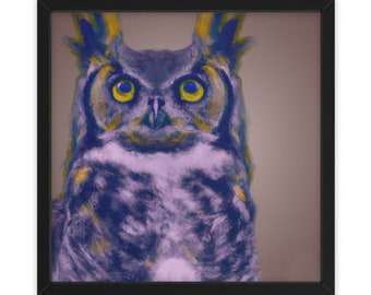 Chouette effraie abstraite colorée, art mural, décoration intérieure, affiche, impression, cadeau amusant