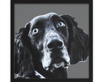 Chien pointeur de griffonnage noir et blanc détaillé, art mural, décoration intérieure, affiche, impression, cadeau amusant