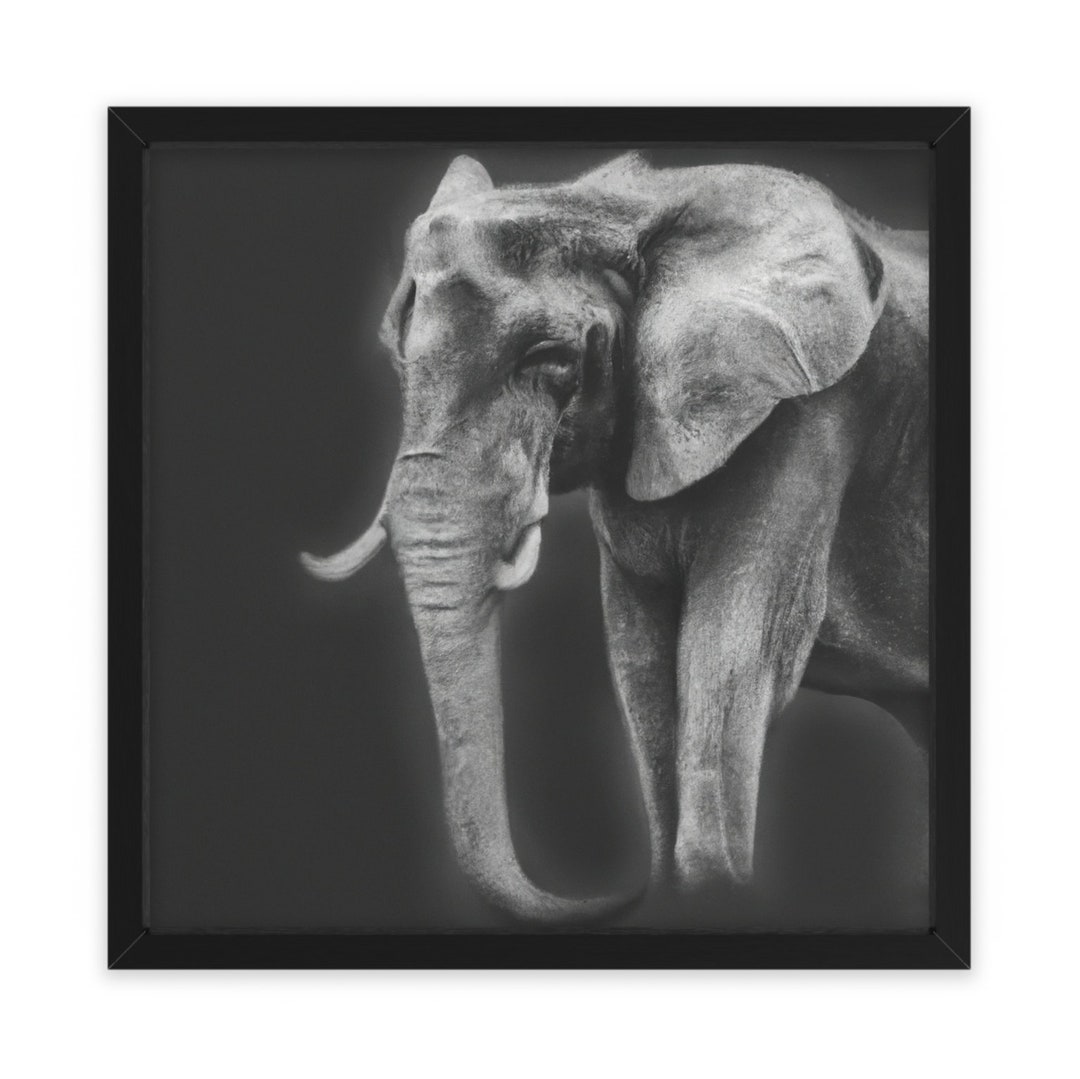 Fun Glowing Black and White Elephant, Wall Art, Home Decor, Poster