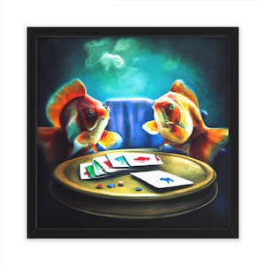 Goldfish Playing Go Fish, Wall Art, Home Decor, Funny Gift