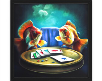 Goldfish Playing Go Fish, Art mural, Décoration intérieure, Cadeau amusant