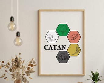 8 Printable Catan Poster Collection. Eight unique Catan Board game themed posters, Instant download of Catan posters.