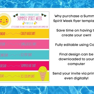 Summer Spirit Week Flyer Printable School Activity Schedule - Etsy