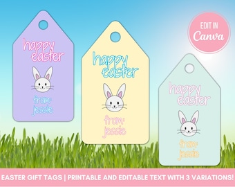 Pastel Easter Basket Tags | Printable Gift Tags | Happy Easter Tags | Easter Treat Tags | Easter Basket Tags | Easter Treat Bag Tags