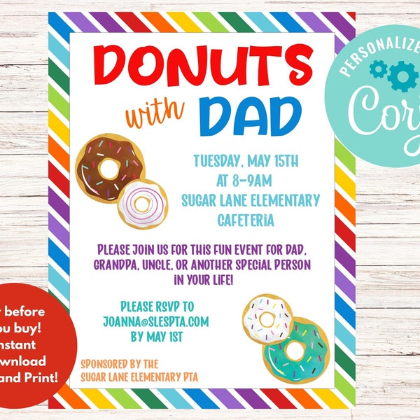 Donut With Dad Invitation - Etsy UK