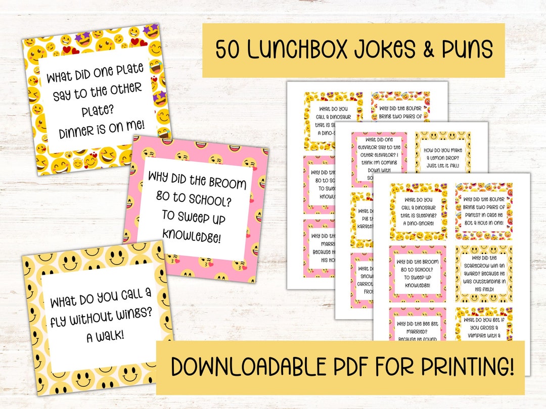 Kids Lunchbox Jokes, Printable Cards (instant Download) - Etsy
