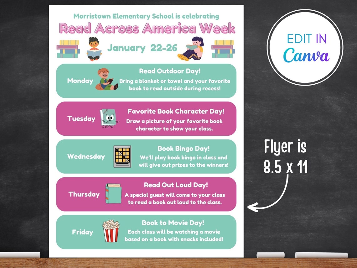 Read Across America Week Flyer Reading Across America Activity Schedule