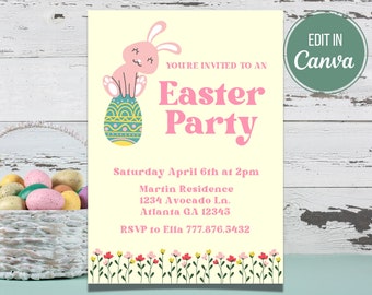 Easter Egg Hunt Invitation Editable | Party With My Peeps Invite | Printable Easter Egg Hunt | Canva Easter Party Invitation