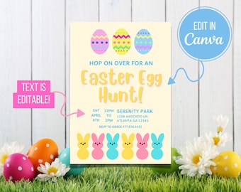 Easter Party Invite | Editable Pastel Easter Invite | Easter Egg Hunt Invitation Editable | Easter Egg Hunt Invitation Printable