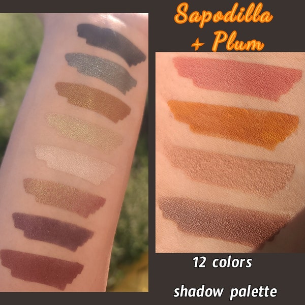 12 Colors Shadows Palette (eyes, face and lips) SAPODILLA + PLUM PALETTE