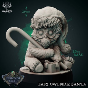 Baby Santa Owlbear - 8k Resin Miniature - Mammoth Factory