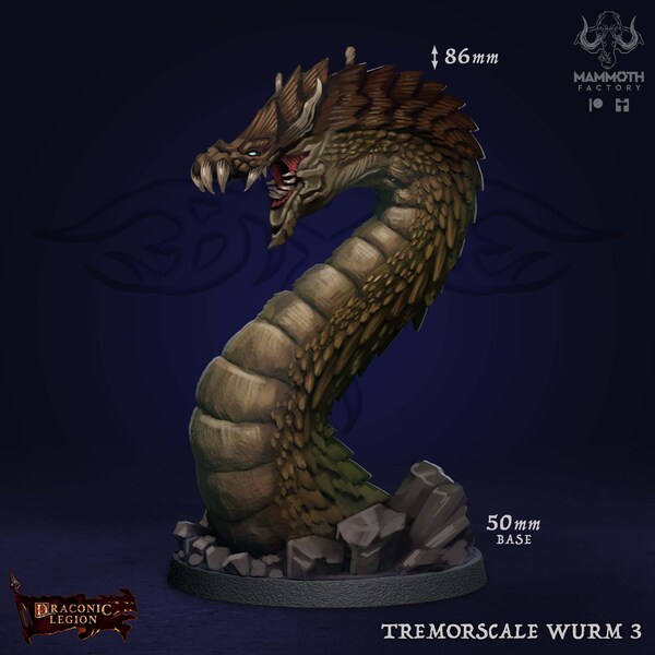 Tremorscale Wurm - 8k Resin Miniature - Mammoth Factory - Draconic Legion