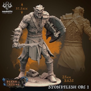 Stoneflesh Orc - 8k Resin Miniature - Mammoth Factory - Flesh to Stone