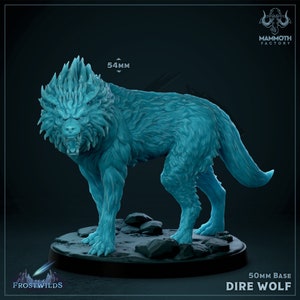 Frostpelt Dire Wolf - 8k Resin Miniature - Mammoth Factory - Frostwilds