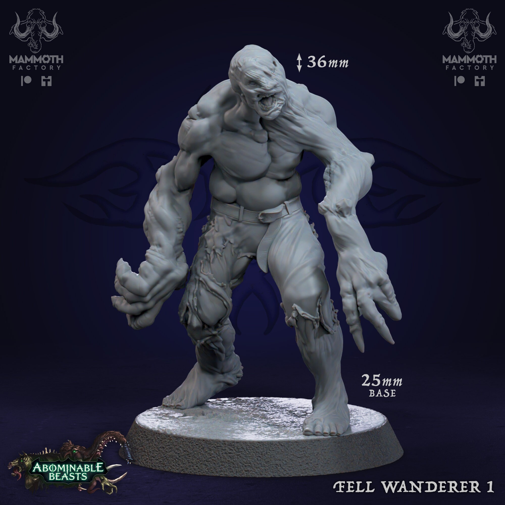 Fell Wanderers - 8k Resin Miniature - Mammoth Factory - Abominable Beasts