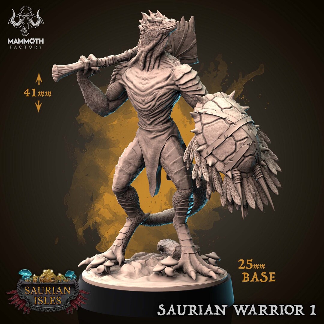 Saurian Warrior - 8k Resin Miniature - Mammoth Factory - Saurian Isles ...