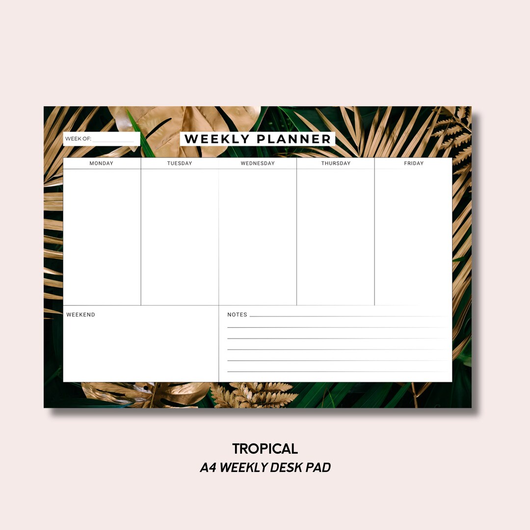 A4 Weekly Planner Desk Pad to Do List Organiser Meal Planner 50 Tear ...