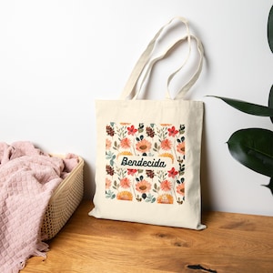 Blessed Christian Tote Bag: Floral Canvas Faith Bag