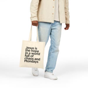 Jesus Is the Hope Tote Bag Christian Canvas Bag Faith Quote Tote Inspirational Gift Bible Verse Bag for Women and Men