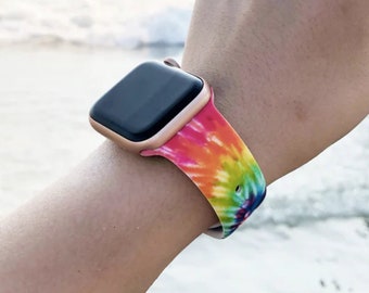 Tie Dye Silicone Apple Watch Band, Compatible with Apple Watch Series 7 6 5 4 3 2 1, Sizes 41mm 45mm 38mm 40mm 42mm 44mm Apple Watch Armband
