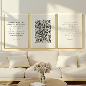 Quran Verse and Abstract Islamic Art Set of 3 Islamic Wall art, Quran Quote Print, Islamic quotes Poster, Arabic Calligraphy, Muslim Print
