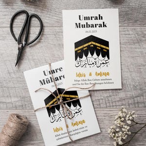 carte-cadeau Omra Moubarak dans différentes langues | Oumra Geschenke | Omra Moubarak | Carte Omra arabe | Kaaba | Cadeaux de la Omra