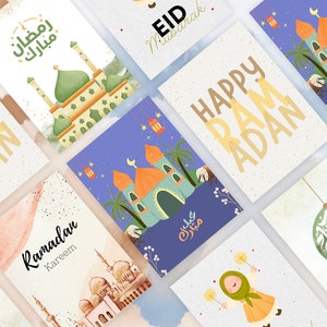 Eid Mubarak Cards: Ramadan Decorations, Islamic Greetings (Digital Download)