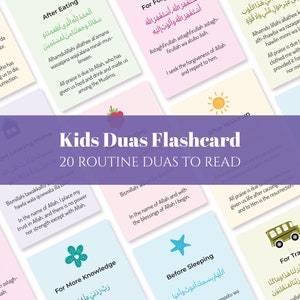 Islamic Dua Flashcards for Kids, 20 Printable Duas, Muslim Toddler Activity, Islamic Learning Cards, Digital Download, Eid Gift for Children