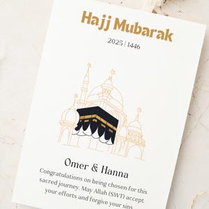 Afdrukbare Hajj Mubarak-kaart | Digitale download Hajj-retourcadeau | Welkom terug van de Hajj-wenskaart voor familie en vrienden