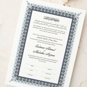 Muslimische Heiratsurkunde Digitale Vorlage Islamische Hochzeitsvertrag Benutzerdefinierte Nikkahnama NIKKAH Hochzeitsvertrag ZERTIFIKAT Nikkah nama