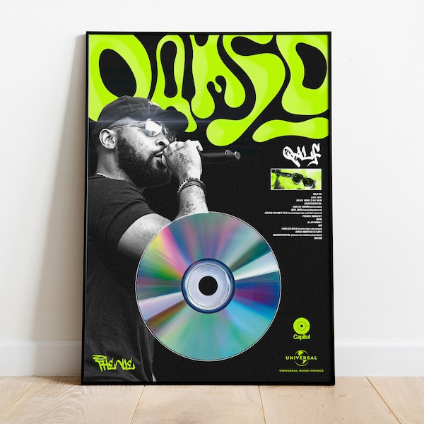 Cadre Damso QALF cd vierge • cadre pour lui/elle • cadre musique • idée cadeau • cadre cd déco • décoration murale • affiche cd déco