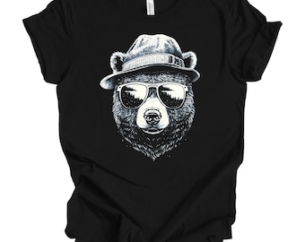 Cool Bear shirt, Bear Wearing Sun Glasses Tee, Gift for Him, Gift for Her, Bear Head Shirt, Funny Bear T shirt, Animal Lover Shirt Graphic