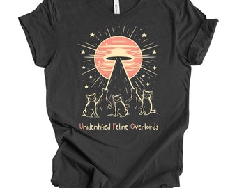 Camiseta divertida de gato ovni, camiseta de extraterrestre, camiseta para amantes de los gatos, camisetas de gatos, regalo para dueños de gatos, camiseta divertida de animales para ella o él, camiseta de abducción ovni