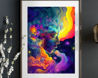 Kleurrijke vage Wuhtercuhler AI gegenereerde digitale download, psychedelische kunst, psychedelisch geschenk, hippie cadeau, 24x36in JPEG, 2: 3 verhouding