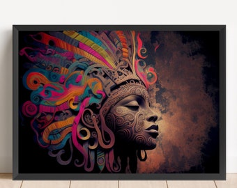 Aztec Princess AI Generated Art, Sacred Art, Aztec Art, Ai Art, Wall Art, Office Art, Room Decor, 36x24in JPEG, 3:2 Ratio