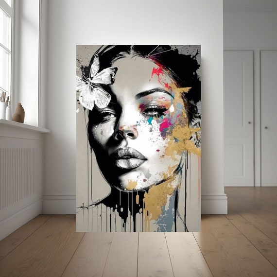 Abstract Female Face  Art AI Generated Digital Download, Female Face  Art, Room Décor, Female Wall Art, AI Art Work, 24x36in JPEG, 2:3 Ratio