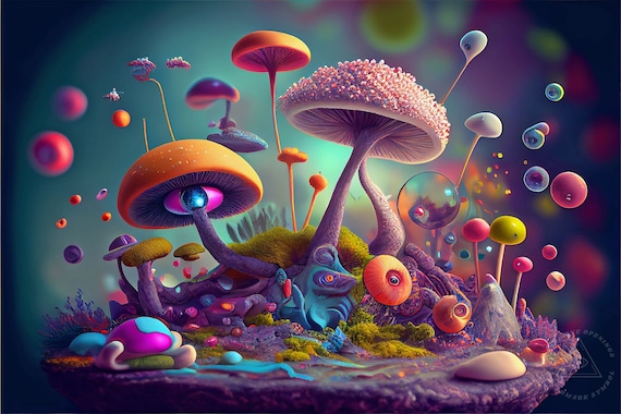 Trippy Mushrooms AI Generated Art, AI Art, Psychedelic Art, Fungus Art,  Room Décor, Wall Art, Trippy Wall Art, 36x24in JPG, 3:2 Ratio - Etsy Ireland