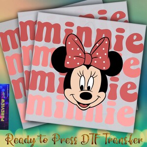 Minnie Ready To Press Heat Transfer, Minnie Head DTF Transfer, Dtf Transfers, DTF Prints
