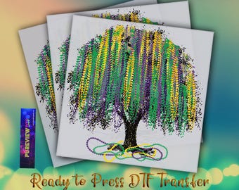 Mardi Gras Tree Ready To Press Heat Transfer Designs, Mardi-Gras DTF Transfers, Dtf Transfers Ready For Press, DTF Prints