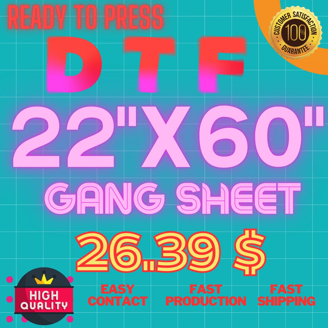 Bulk Gang Sheet, DTF Print 22x60, Dtf Transfers, Gang Sheet Print