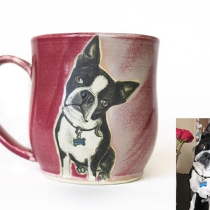 Custom hand-painted pet mug / custom made dog portrait mug / custom made cat portrait mug