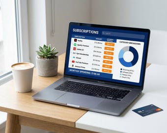 Subscription Tracker Spreadsheet Excel Google Sheets Monthly Expense Manager Renewal Calendar Digital Download